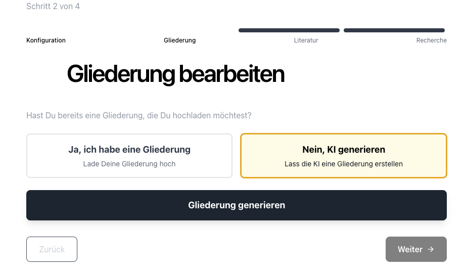 Schritt 3: Gliederung generieren